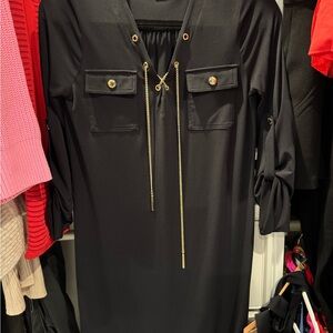 Elegant Black Dress with Gold Accents